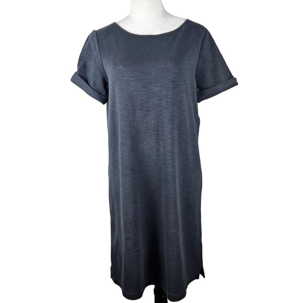 Lole Womens Med Dark Gray Casual Dress With Keyhole Back & Rolled Sleeves